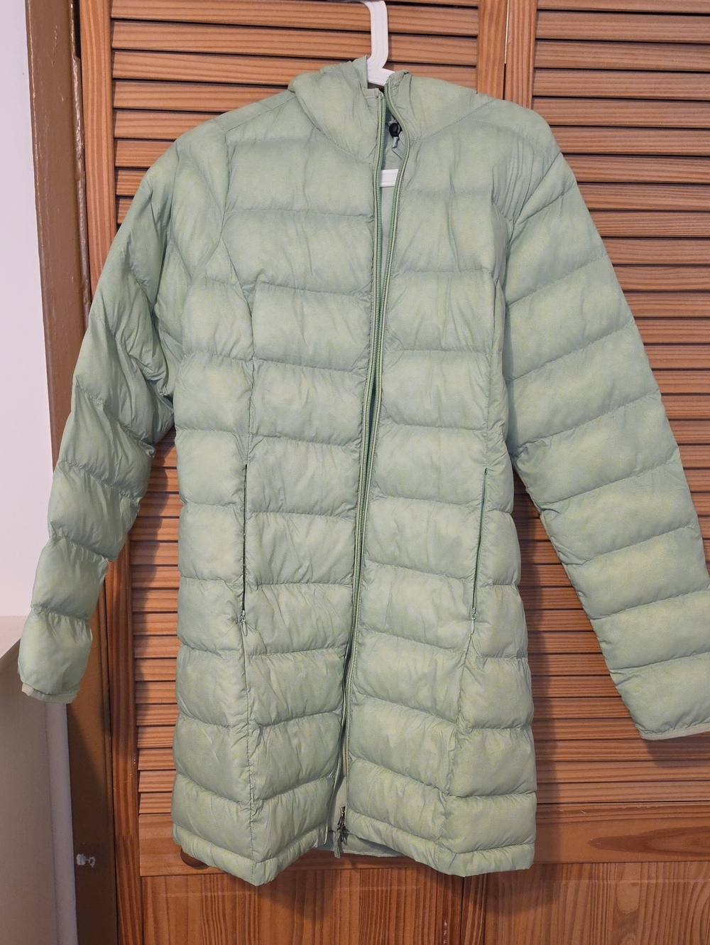Amazon Essentials Light Green Hooded Long Puffer Coat